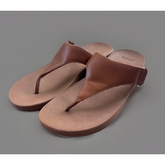 Fitflop Women's LuLu Leather Toepost Thong sandals AD3-592 Light Tan US Women 8 - Picture 1 of 9